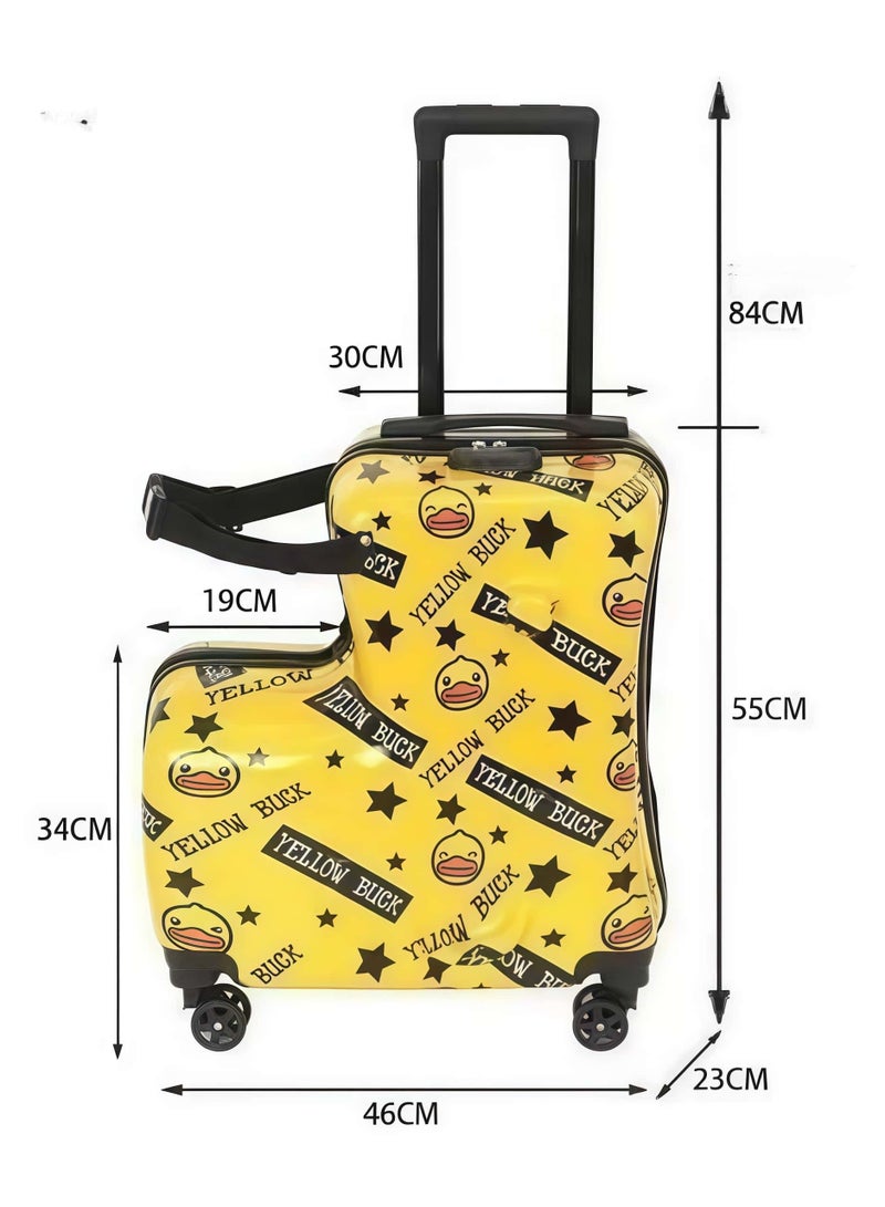 BLOOMING TIME Kids Ride-On Travel Suitcase with Wheels - Spinner Carry-On Trolley Case with Password Lock, Universal Wheels for Ages 1-6 - Image 5